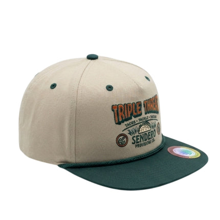 Sendero Provisions Co. Triple Threat  Adjustable Snapback Hat with Embroidered Patch (Tan) - One Size