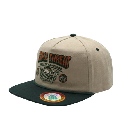 Sendero Provisions Co. Triple Threat  Adjustable Snapback Hat with Embroidered Patch (Tan) - One Size