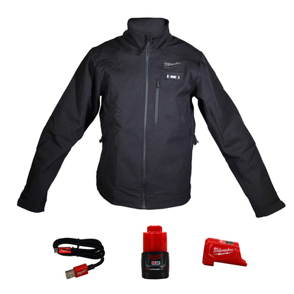 Milwaukee 204B-212X M12 Lithium-Ion TOUGHSHELL Black Heated Jacket Kit with Battery (2XL)