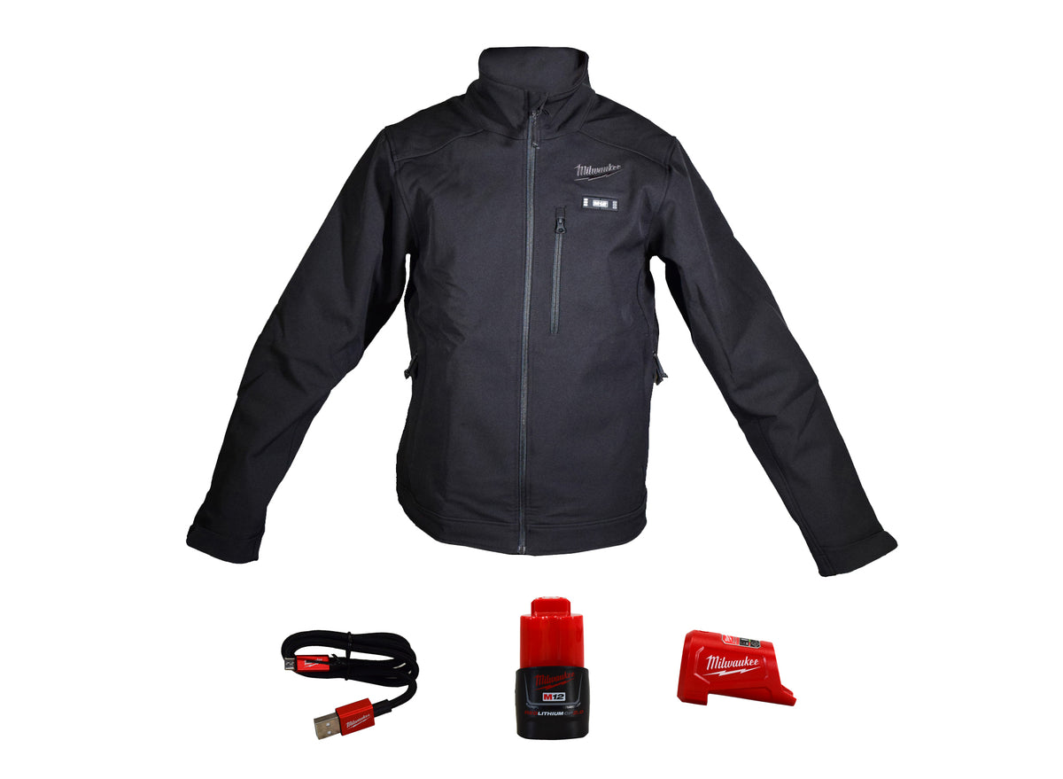 Milwaukee 204B-213X M12 Lithium-Ion TOUGHSHELL Black Heated Jacket Kit with Battery (3XL)