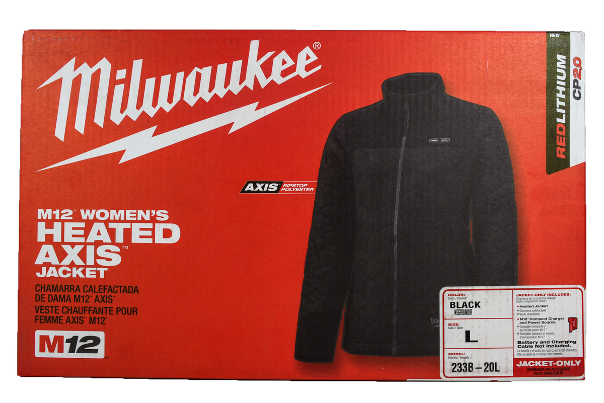 Milwaukee 233B-20L Women's Large M12 12-Volt Lithium-Ion Cordless AXIS Black Heated Quilted Jacket (Jacket Only)