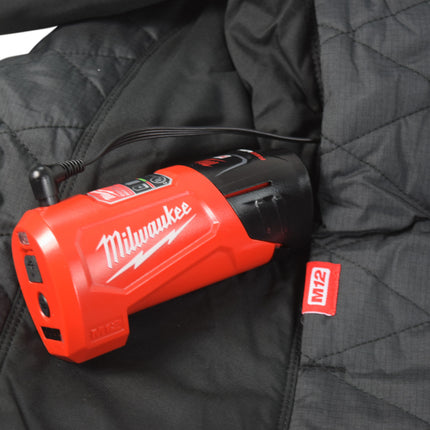 Milwaukee 233B-21L M12 Lithium-Ion Womens Black Heated Quilted Jacket Kit with Battery (Large)