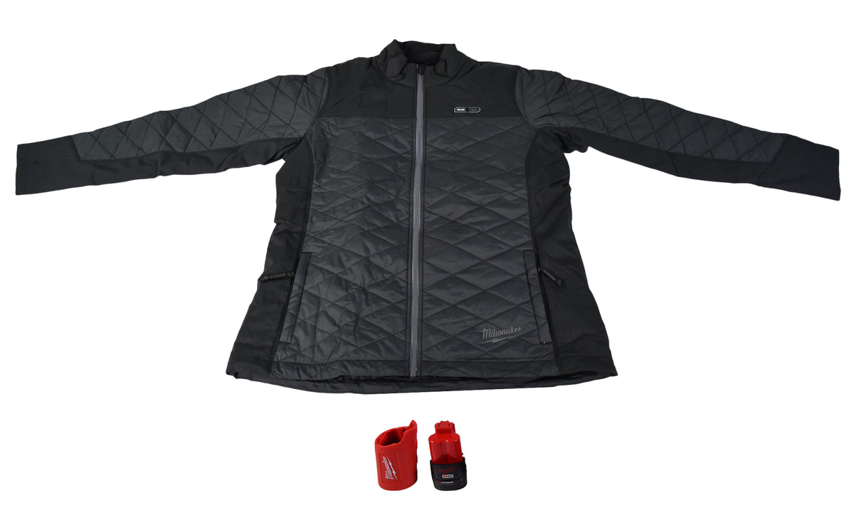 Milwaukee 233B-21M M12 Lithium-Ion Womens Black Heated Quilted Jacket Kit with Battery (Medium)