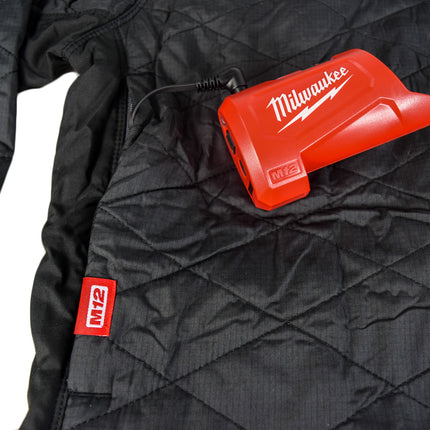 Milwaukee 233B-21M M12 Lithium-Ion Womens Black Heated Quilted Jacket Kit with Battery (Medium)