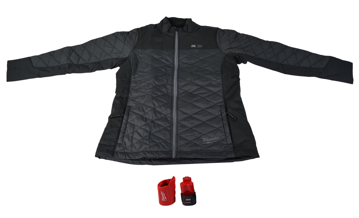 Milwaukee 233B-21S M12 Lithium-Ion Womens Black Heated Quilted Jacket Kit with Battery (Small)