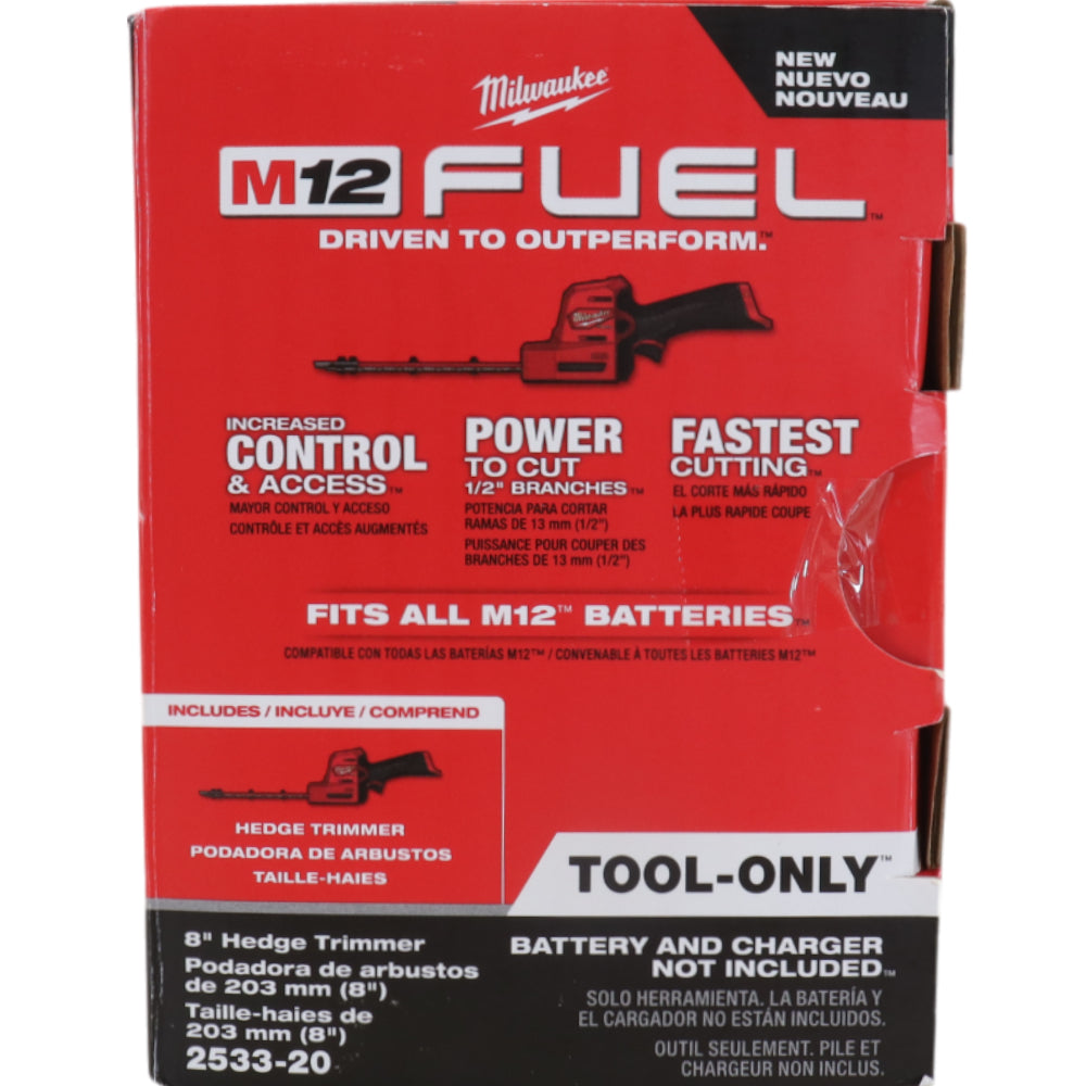 Milwaukee M12 FUEL 2533-20 8 in. 12 V Battery Hedge Trimmer Tool Only