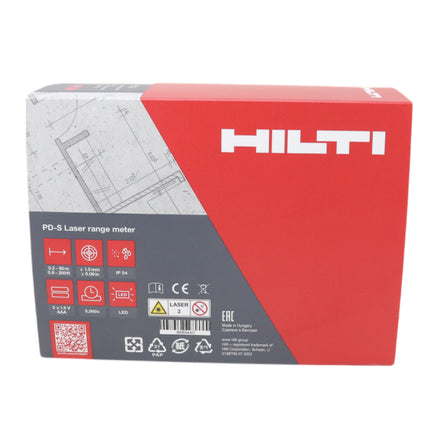 Hilti PD-S Laser Distance Measurer, Compact Digital Laser Measure Tool for Distance, Area, and Continuous Measurement, Easy One-Button Operation