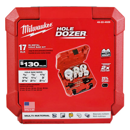 Milwaukee 49-22-4029 Tool HOLE DOZER Bi-Metal Hole Saw Set (17-Piece) with Case