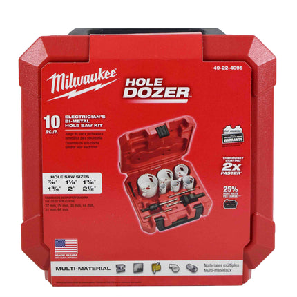 Milwaukee 49-22-4095 10-Piece Electricians Ice Hardened Hole Saw Kit