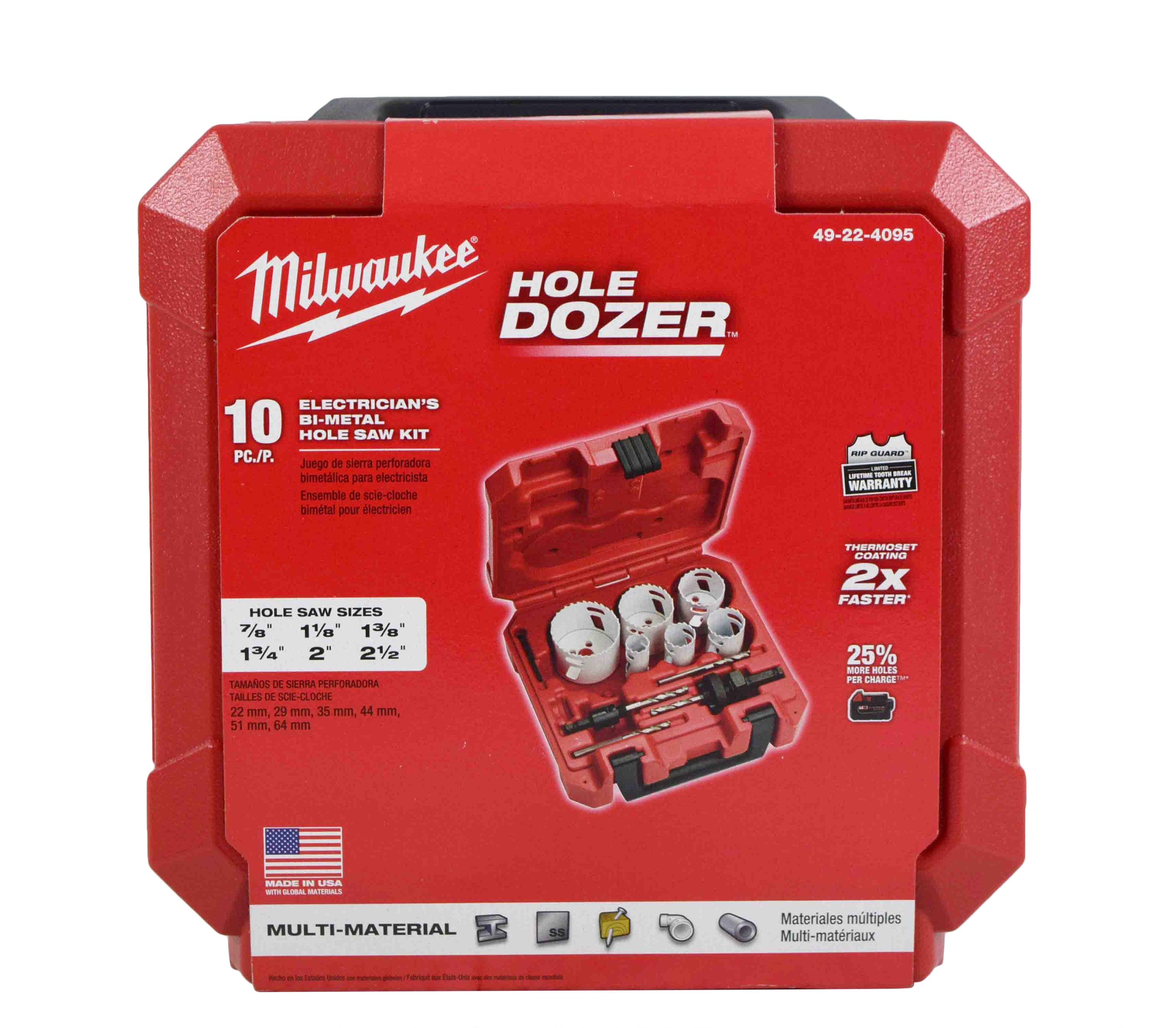 Milwaukee 49-22-4095 10-Piece Electricians Ice Hardened Hole Saw Kit