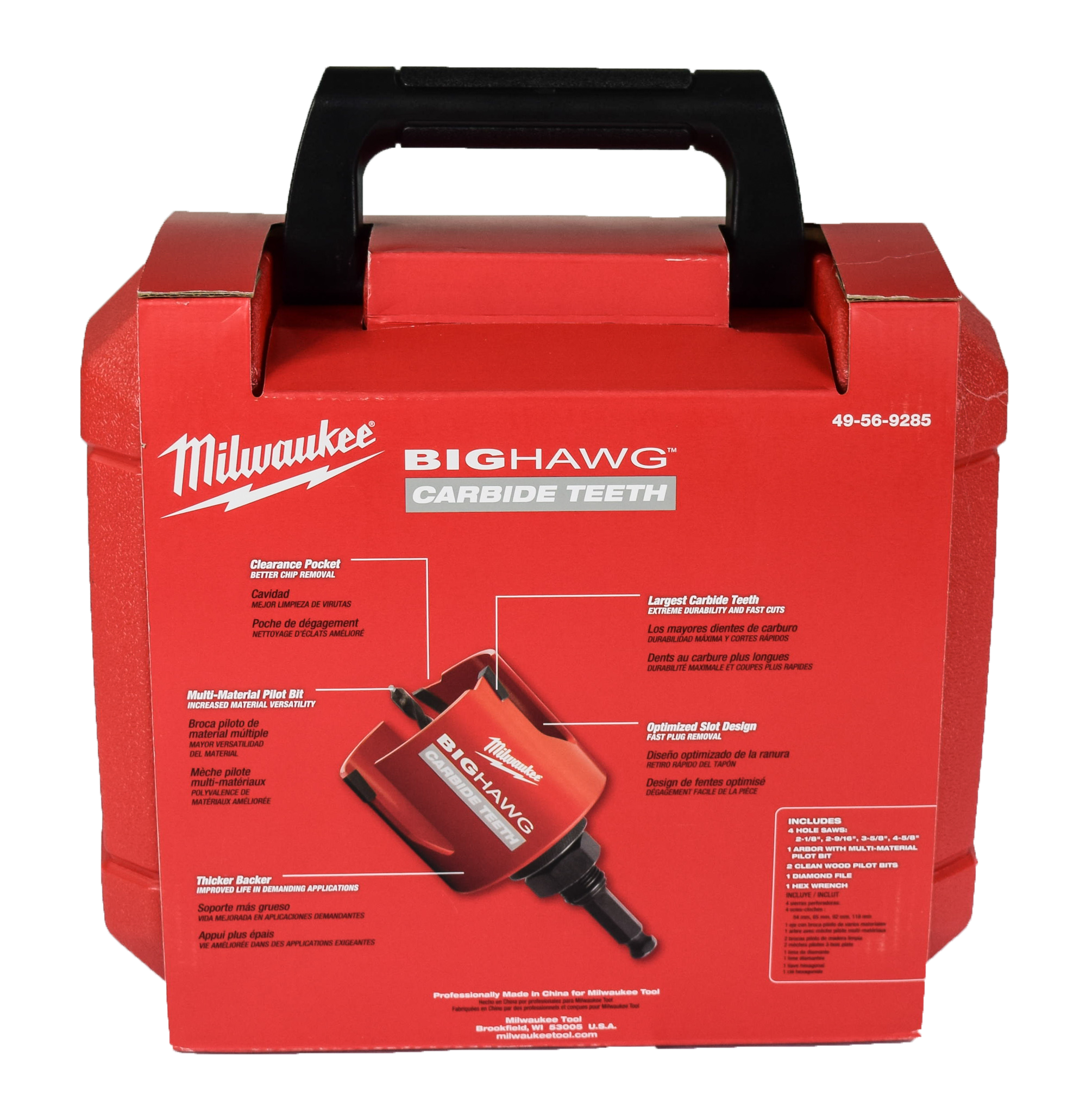 Milwaukee 49-56-9285 Big Hawg Carbide Teeth 8 pc Plumber's Hole Saw Kit