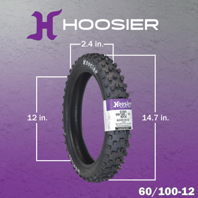 Hoosier Racing Tire 60/100-12 MX30 Sr Dirt Bike Front Tube Type Tire with Hoosier Keychain