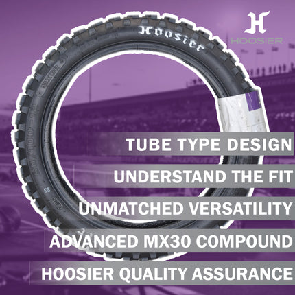 Hoosier Racing Tire 60/100-12 MX30 Sr Dirt Bike Front Tube Type Tire with Hoosier Keychain