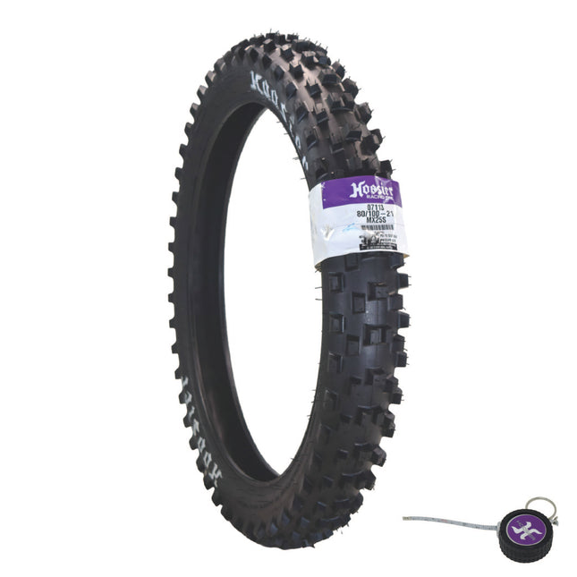 Hoosier Racing Tire 80/100-21 MX25S C100 125, 250, 450cc Dirt Bike Front Tire with Hoosier Keychain