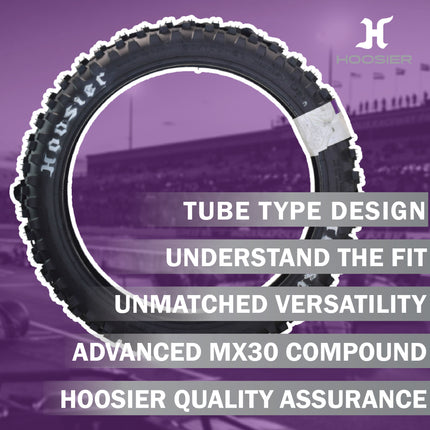 Hoosier Racing Tire 80/100-21 MX30S C100 125, 250, 450cc Dirt Bike Front Tire with Hoosier Keychain