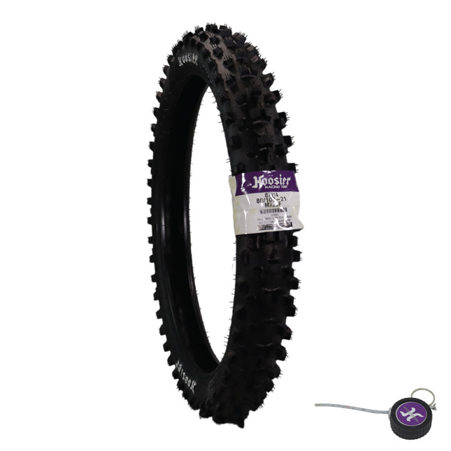 Hoosier Racing Tire 80/100-21 MX25F 125, 250, 450cc Dirt Bike Front Tire with Hoosier Keychain