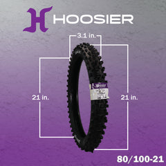 Hoosier Racing Tire 80/100-21 MX25F 125, 250, 450cc Dirt Bike Front Tire with Hoosier Keychain