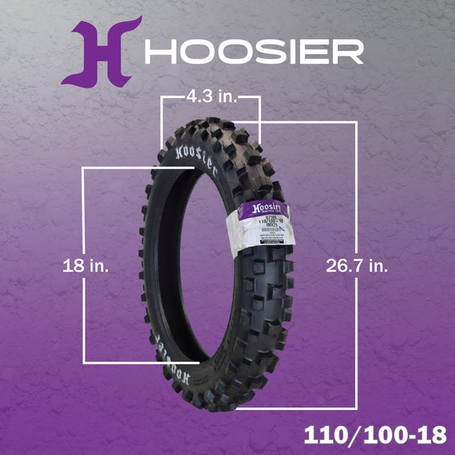 Hoosier Racing Tire 110/100-18 IMX25 125, 250, 450cc Dirt Bike Rear Tube Type Tire with Hoosier Keychain