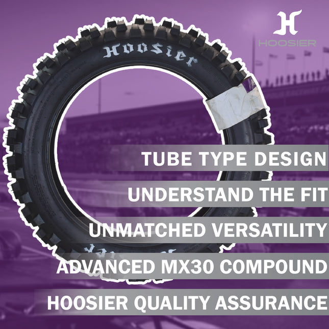 Hoosier Racing Tire 110/100-18 IMX25 125, 250, 450cc Dirt Bike Rear Tube Type Tire with Hoosier Keychain