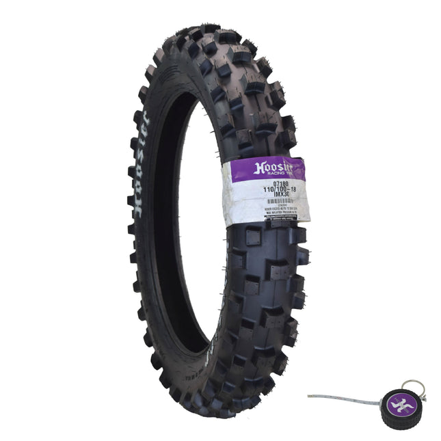 Hoosier Racing Tire 110/100-18 IMX30 Dirt Bike Rear Tube Type Tire Ideal for 125, 250, 450cc Bikes with Hoosier Keychain