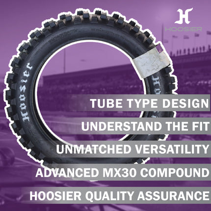 Hoosier Racing Tire 110/100-18 IMX30 Dirt Bike Rear Tube Type Tire Ideal for 125, 250, 450cc Bikes with Hoosier Keychain
