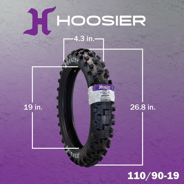 Hoosier Racing Tire 110/90-19 IMX25 C100 Dirt Bike Rear Tube Type Tire Ideal for 125, 250, 450cc Bikes with Hoosier Keychain