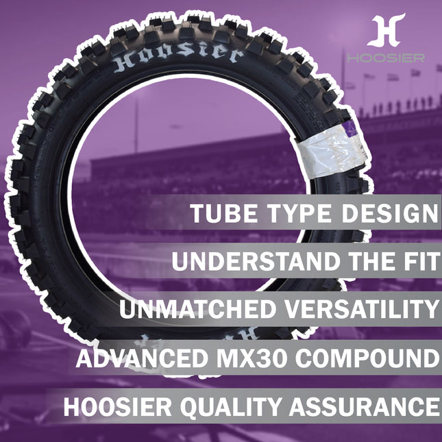 Hoosier Racing Tire 110/90-19 IMX25 C100 Dirt Bike Rear Tube Type Tire Ideal for 125, 250, 450cc Bikes with Hoosier Keychain