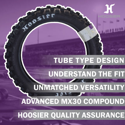 Hoosier Racing Tire 110/90-19 IMX30 C100 125, 250, 450cc Dirt Bike Rear Tire with Hoosier Keychain