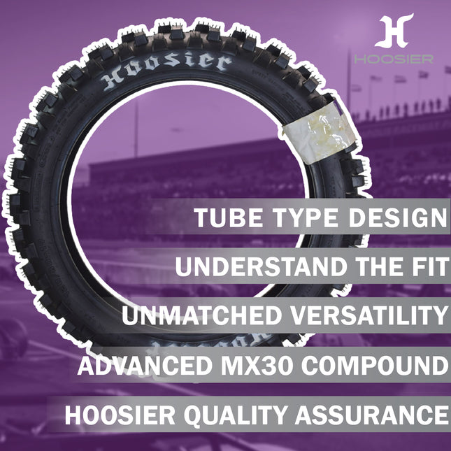 Hoosier Racing Tire 120/80-19 IMX20 C100 250, 450cc Dirt Bike Rear Tube Type Tire with Hoosier Keychain