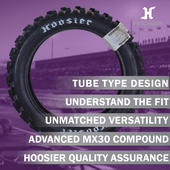 Hoosier Racing Tire 120/90-18 IMX30 Dirt Bike Rear Tube Type Tire Ideal for 250, 450cc Bikes with Hoosier Keychain
