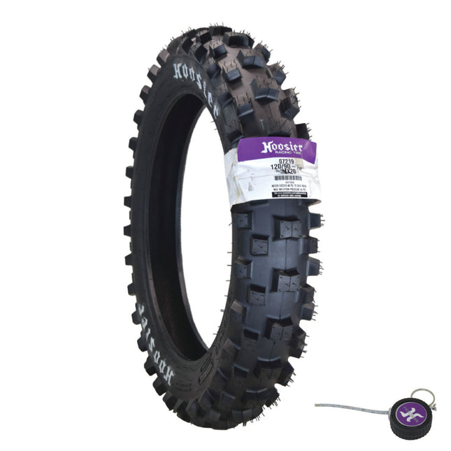 Hoosier Racing Tire 120/90-18 IMX20 C100  Dirt Bike Rear Tube Type Tire Ideal for 250, 450cc Bikes with Hoosier Keychain