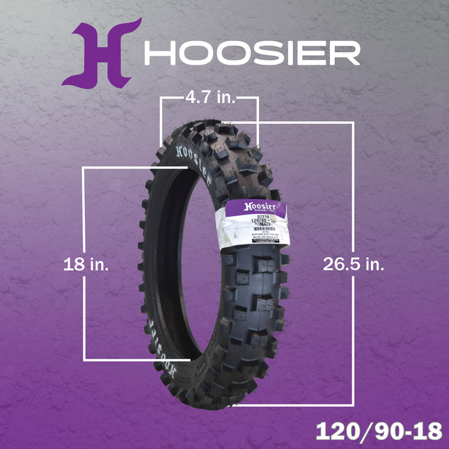 Hoosier Racing Tire 120/90-18 IMX20 C100  Dirt Bike Rear Tube Type Tire Ideal for 250, 450cc Bikes with Hoosier Keychain