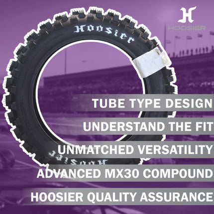 Hoosier Racing Tire 120/90-18 IMX20 C100  Dirt Bike Rear Tube Type Tire Ideal for 250, 450cc Bikes with Hoosier Keychain