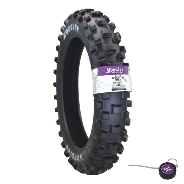 Hoosier Racing Tire 120/90-18 IMX25 C100 250, 450cc Dirt Bike Rear Tube Type Tire with Hoosier Keychain