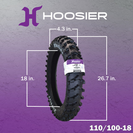 Hoosier Racing Tire 110/100-18 ST1 125, 250, 450cc Dirt Bike Rear Tube Type Tire with Hoosier Keychain