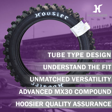 Hoosier Racing Tire 110/100-18 ST1 125, 250, 450cc Dirt Bike Rear Tube Type Tire with Hoosier Keychain