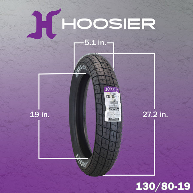 Hoosier Racing Tire 130/80-19 FT30 Flat Track Dirt Bike Front Tube Type Tire with Hoosier Keychain