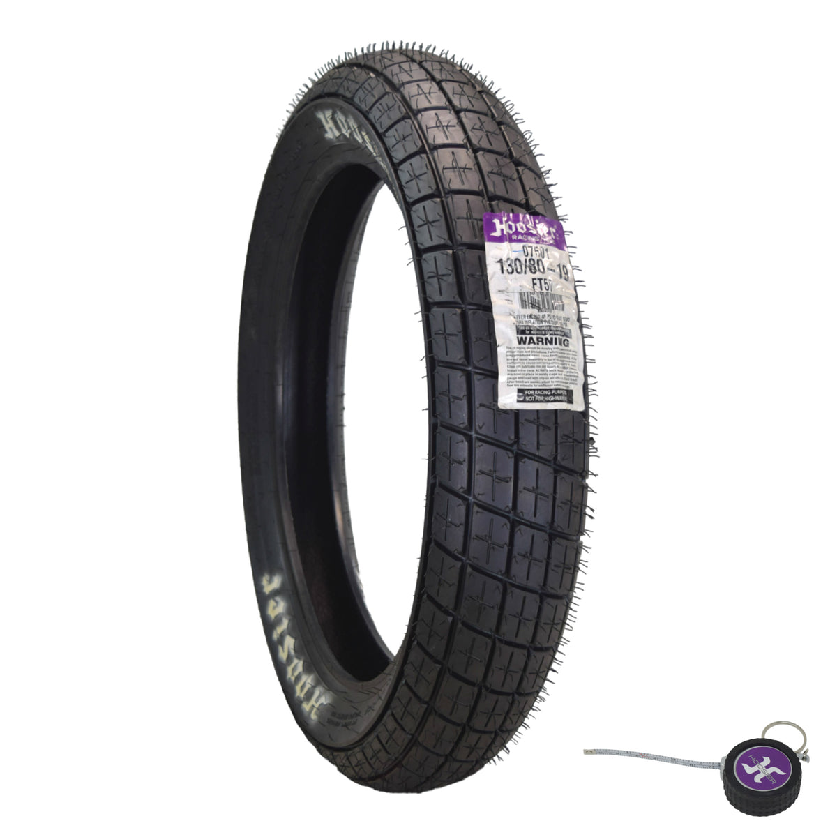 Hoosier Racing Tire 130/80-19 FT50 Flat Track Dirt Bike Front Tube Type Tire with Hoosier Keychain