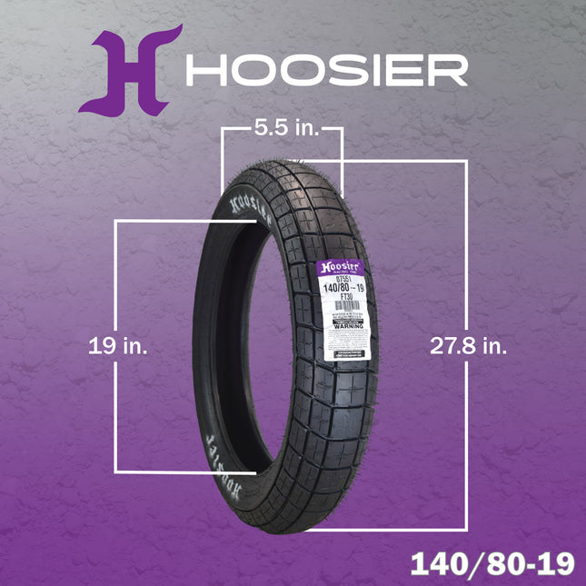 Hoosier Racing Tire 140/80-19 FT30 Flat Track Dirt Bike Rear Tube Type Tire with Hoosier Keychain