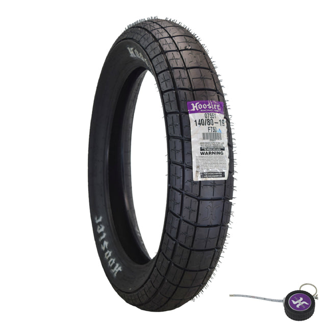 Hoosier Racing Tire 140/80-19 FT50 Flat Track Dirt Bike Rear Tube Type Tire with Hoosier Keychain