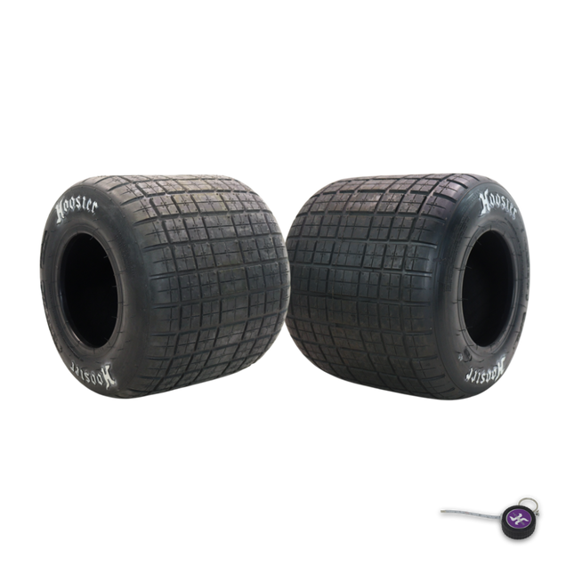 Hoosier 11970D50A Dirt Oval Treaded Kart Tire - 12.0/9.0-6 D50A Compound Bias-Ply Tire Designed for Quarter Midgets and Go-Karts  Includes Collector Miniature Tire Keychain (2 Pack)