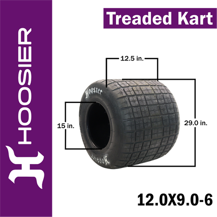 Hoosier 11970D50A Dirt Oval Treaded Kart Tire - 12.0/9.0-6 D50A Compound Bias-Ply Tire Designed for Quarter Midgets and Go-Karts  Includes Collector Miniature Tire Keychain (2 Pack)