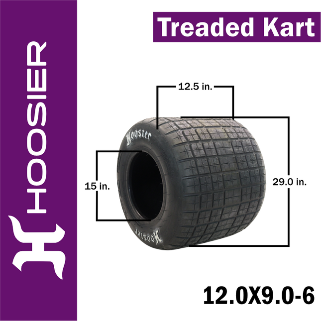 Hoosier 11970D50A Dirt Oval Treaded Kart Tire - 12.0/9.0-6 D50A Compound Bias-Ply Tire Designed for Quarter Midgets and Go-Karts  Includes Collector Miniature Tire Keychain (2 Pack)