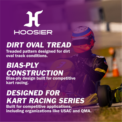 Hoosier 11970D50A Dirt Oval Treaded Kart Tire - 12.0/9.0-6 D50A Compound Bias-Ply Tire Designed for Quarter Midgets and Go-Karts  Includes Collector Miniature Tire Keychain (2 Pack)