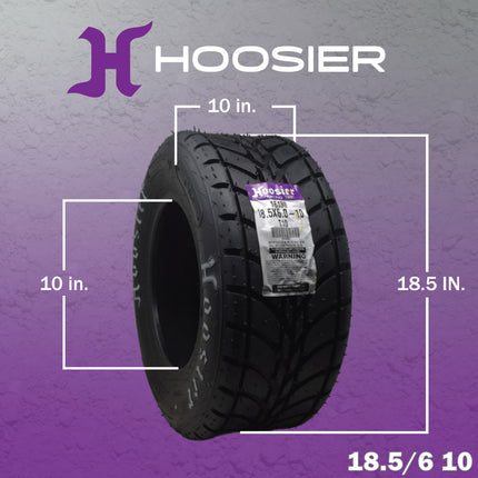 Hoosier Flat Track & TT ATV Tire Set with (2) 18.5x6.0-10 - 16130T10 Front and (2) 18.0X11.0-10 - 16110T10 Rear for Off-Road Racing with Hoosier Keychain (4-Pack)