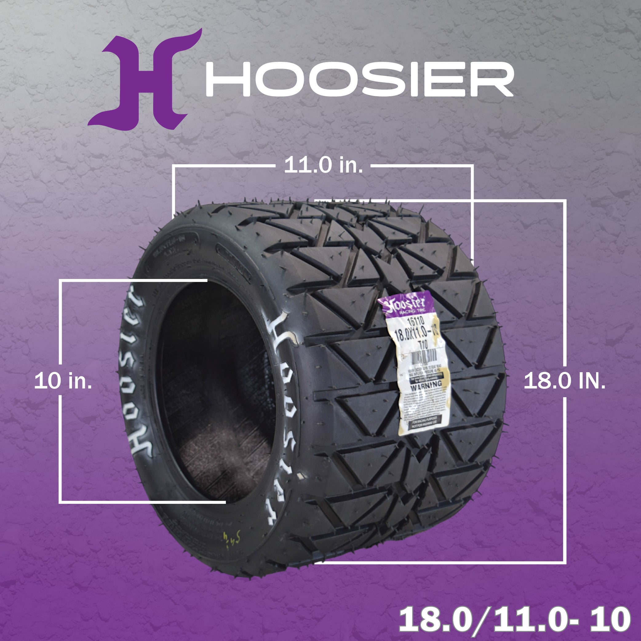 Hoosier Flat Track & TT ATV Tire Set with (2) 18.5x6.0-10 - 16130T10 Front and (2) 18.0X11.0-10 - 16110T10 Rear for Off-Road Racing with Hoosier Keychain (4-Pack)