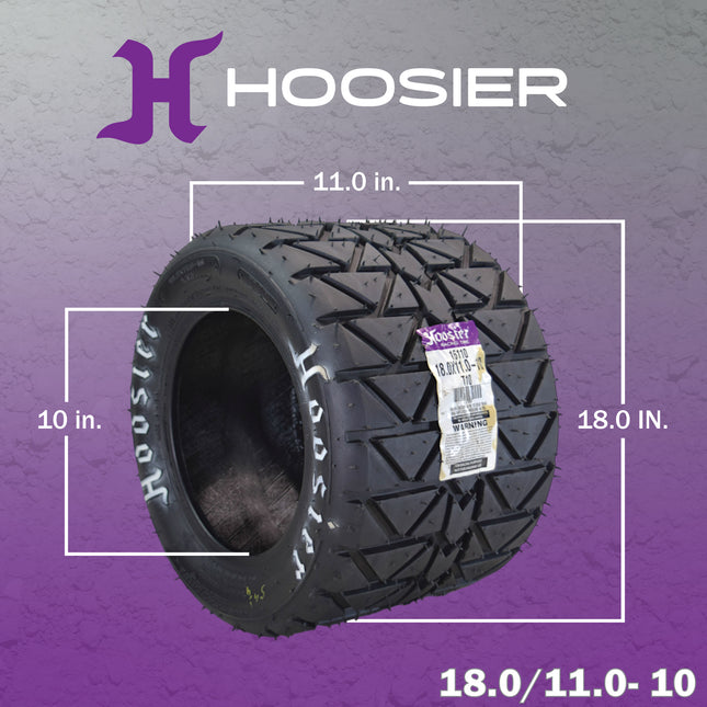 Hoosier Flat Track & TT ATV Tire Set with (2) 18.5x6.0-10 - 16130T10 Front and (2) 18.0X11.0-10 - 16110T10 Rear for Off-Road Racing with Hoosier Keychain (4-Pack)