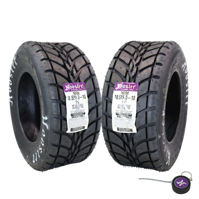 Hoosier Flat Track & TT (Tourist Trophy) Tire 18.5x6.0-10 - 16130T10 for ATV Tire & Off-Road Racing with Hoosier Keychain (2-Pack)