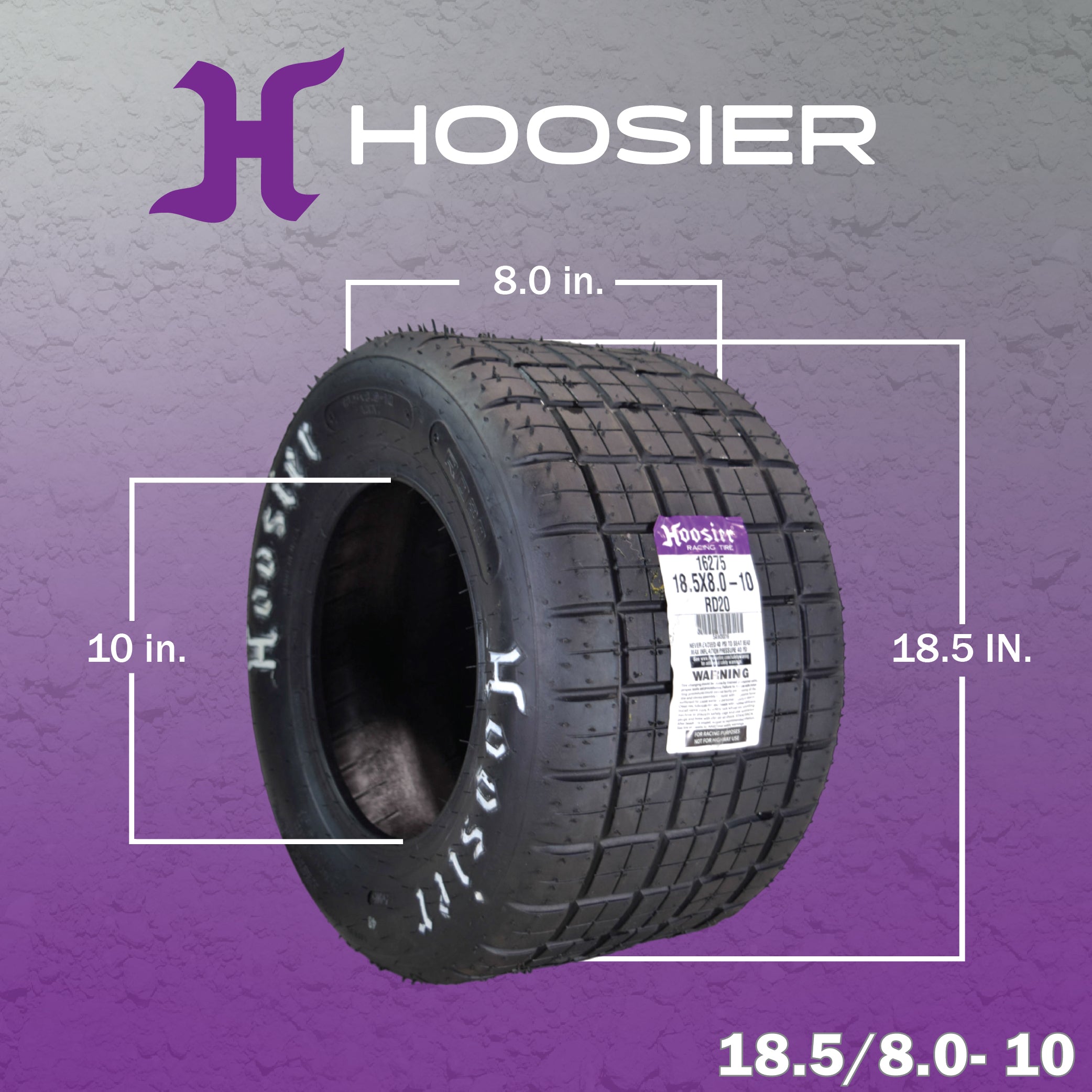 Hoosier Flat Track & TT (Tourist Trophy) Tire 18.5X8.0-10 CB - 16275RD20 for ATV Tire & Off-Road Racing with Hoosier Keychain (2 Pk)