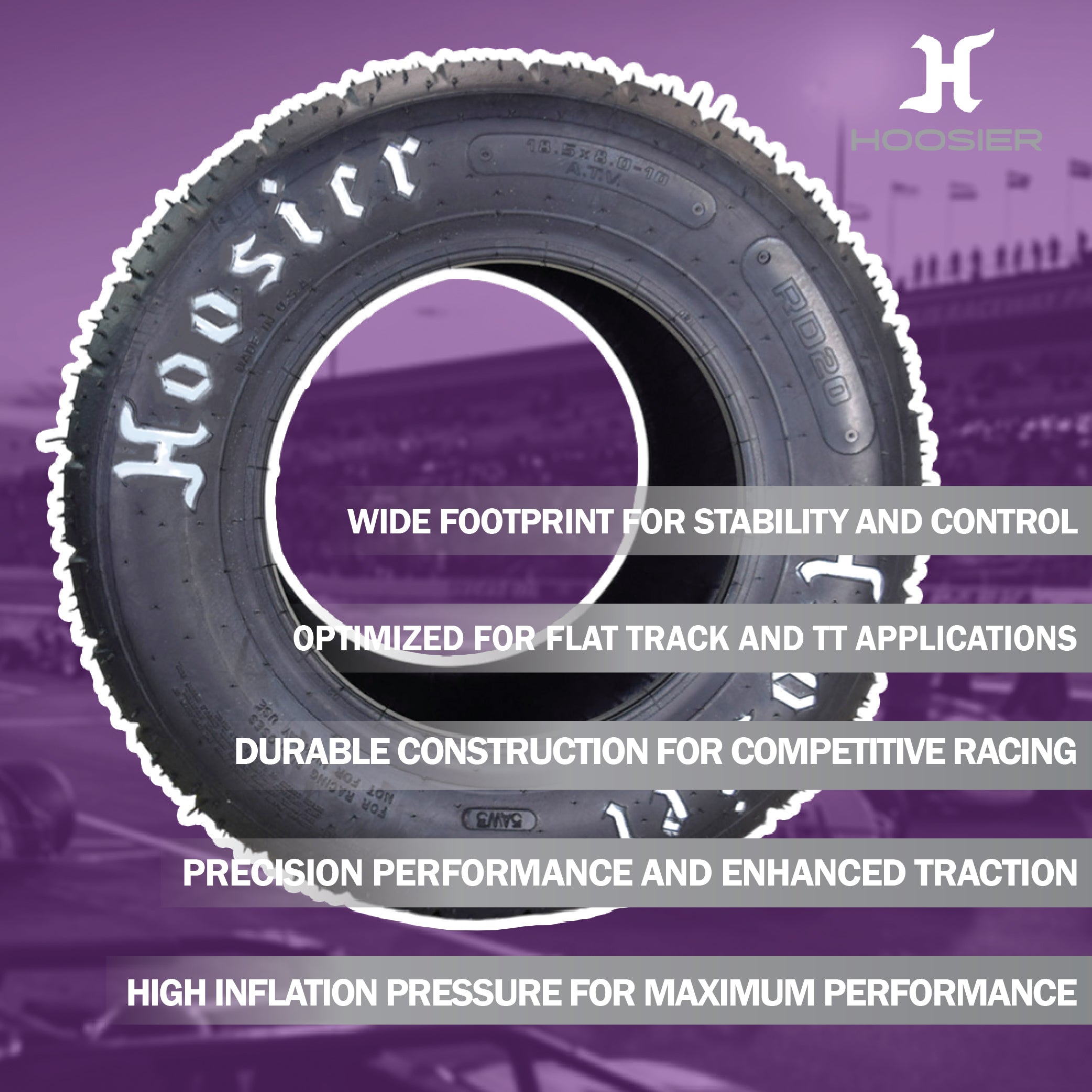 Hoosier Flat Track & TT (Tourist Trophy) Tire 18.5X8.0-10 CB - 16275RD20 for ATV Tire & Off-Road Racing with Hoosier Keychain (2 Pk)